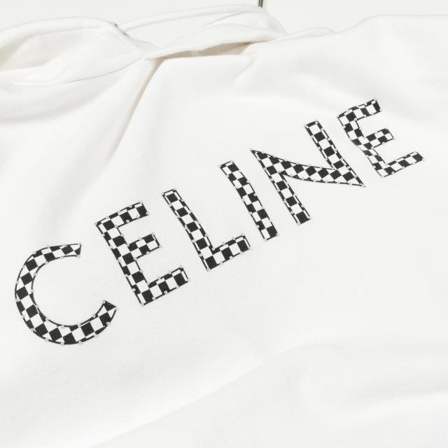 セリーヌ CELINE ルーズ スウェットシャツ パーカー 衣料品 トップス コットン メンズ ホワイト系 / ブラック系 2Y479052H 【中古】