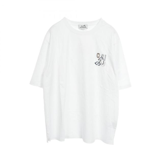エルメス HERMES Hパズル ミニパッチ カットソー 衣料品 トップス コットン メンズ ホワイト系 【中古】