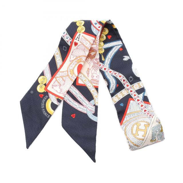 HERMES エルメス スカーフ シルク ネイビー 【中古】 レディース  