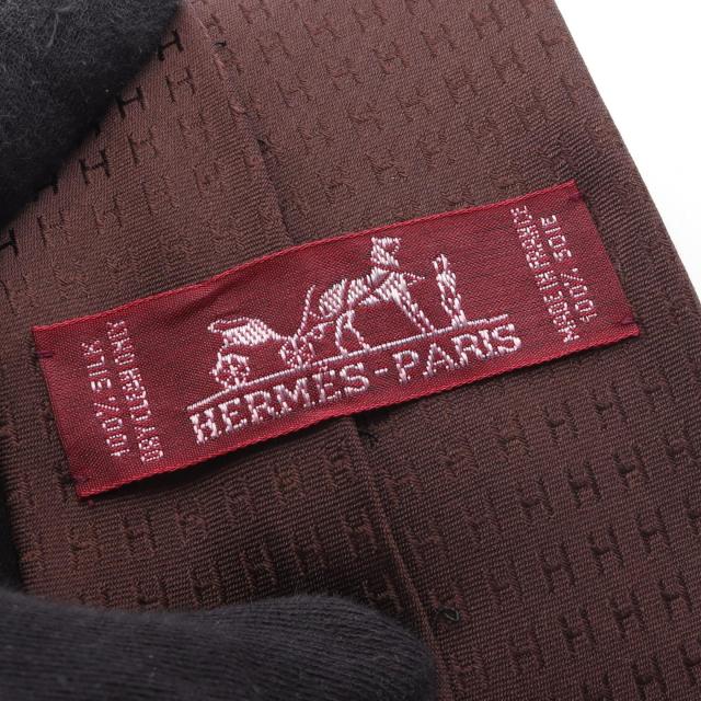 【セール中】HERMES エルメス ブラウン 茶 ネクタイ H柄 セール中】HERMES エルメス ブラウン 茶 ネクタイ H柄