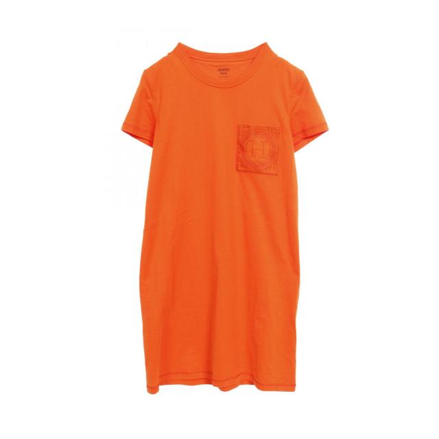 エルメス HERMES モザイク ワンピース 衣料品 トップス コットン レディース オレンジ系 【中古】