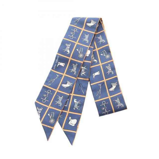 あんしん鑑定 HERMES Twilly エルメス ツイリー ブルー系 エルメスツィリー ブルー系 あんしん鑑定 HERMES Twilly エルメス