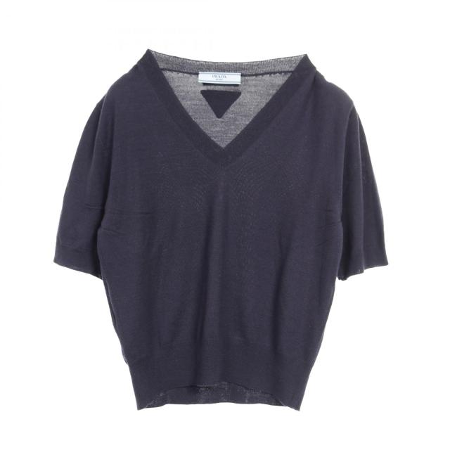 プラダ PRADA トライアングルロゴ ニット 衣料品 トップス ウール レディース ネイビー系 【中古】 プラダ PRADA トライアングルロゴ ニット 衣料品 トップス ウール