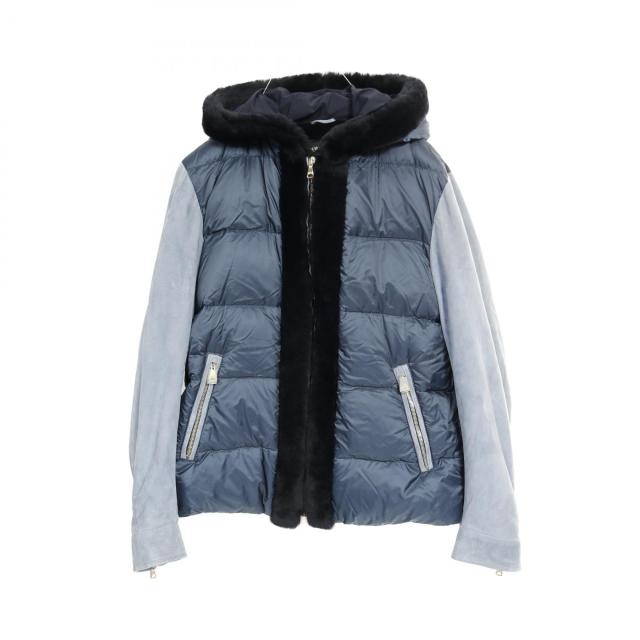 エンメティ EMMETI GART ムートン切替 ダウンジャケット 衣料品 アウター スウェード ポリエステル メンズ ブルー系 【中古】