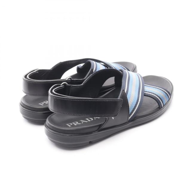 プラダ PRADA サンダル 靴 キャンバス レザー メンズ ブラック系
