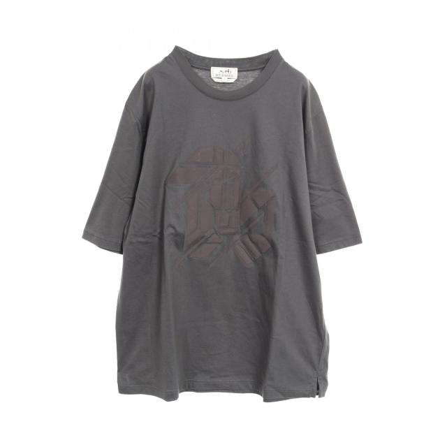 エルメス HERMES Chevaux en Symetrie 3D カットソー 衣料品 トップス コットン メンズ グレー系 