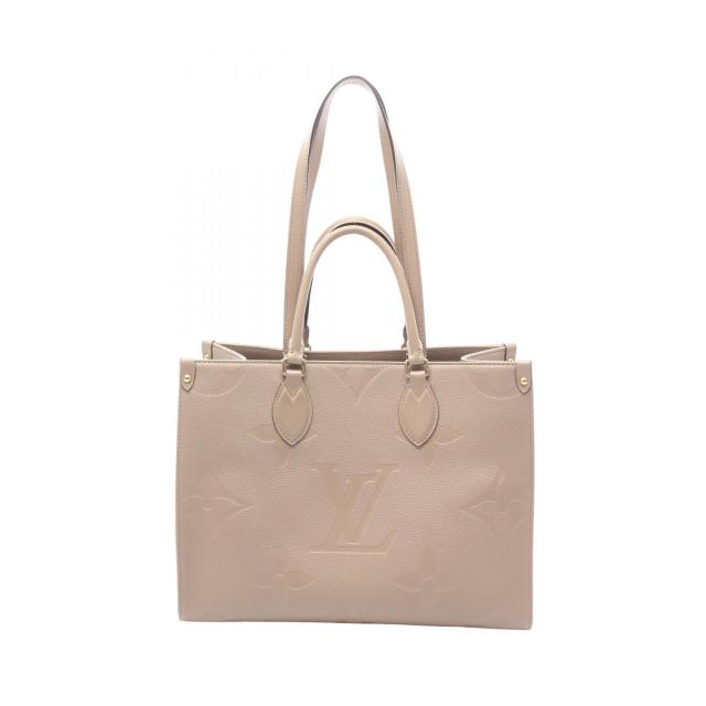 ルイ・ヴィトン LOUIS VUITTON オンザゴーMM トートバッグ バッグ レザー モノグラム・アンプラント レディース ベージュ系 M45607 【中古】