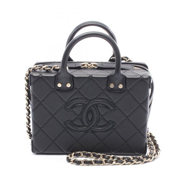 シャネル CHANEL スモール ヴァニティケース マトラッセ ショルダーバッグ バッグ レザー レディース ブラック系 AS3344 【中古】