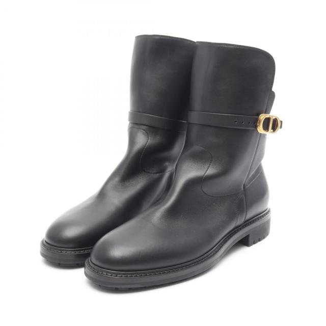 ディオール Dior EMPREINTE ショート ブーツ 靴 レザー レディース ブラック系 【中古】