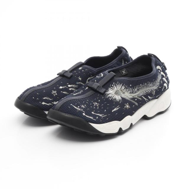 ディオール Dior スリッポン 靴 ファブリック レディース ネイビー系 / シルバー系 【中古】