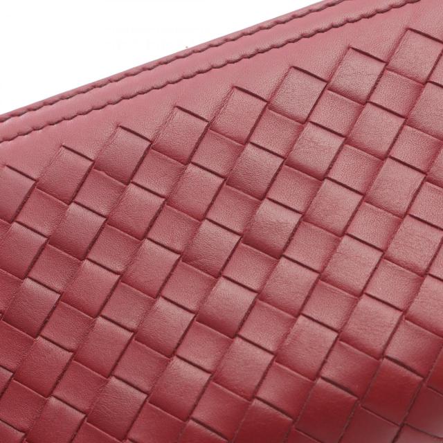 ボッテガヴェネタ 長財布 イントレ 編み込み レザー レッド ボッテガ