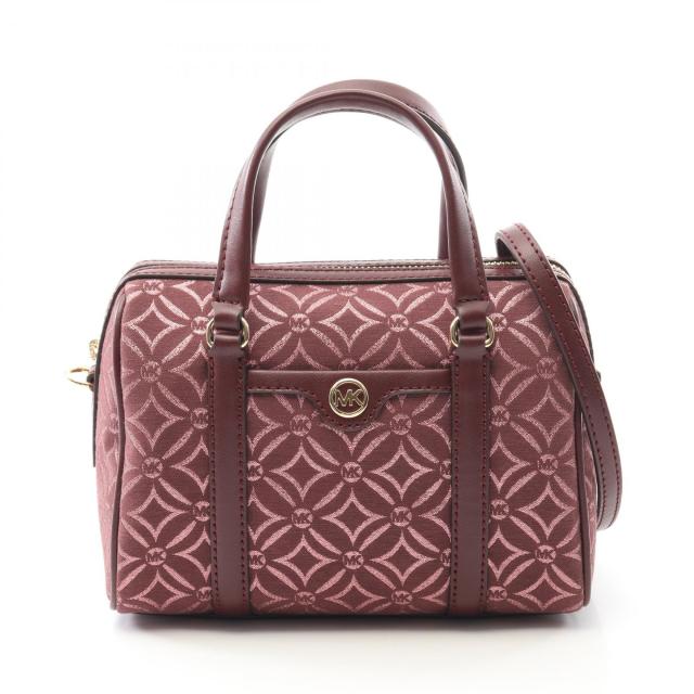 マイケルコース Michael Kors TRAVEL メタリック ロゴジャカード ダッフルクロスボディ スモール ハンドバッグ バッグ キャンバス レザー レディース ボルドー系 35F4GTFC1J 【中古】