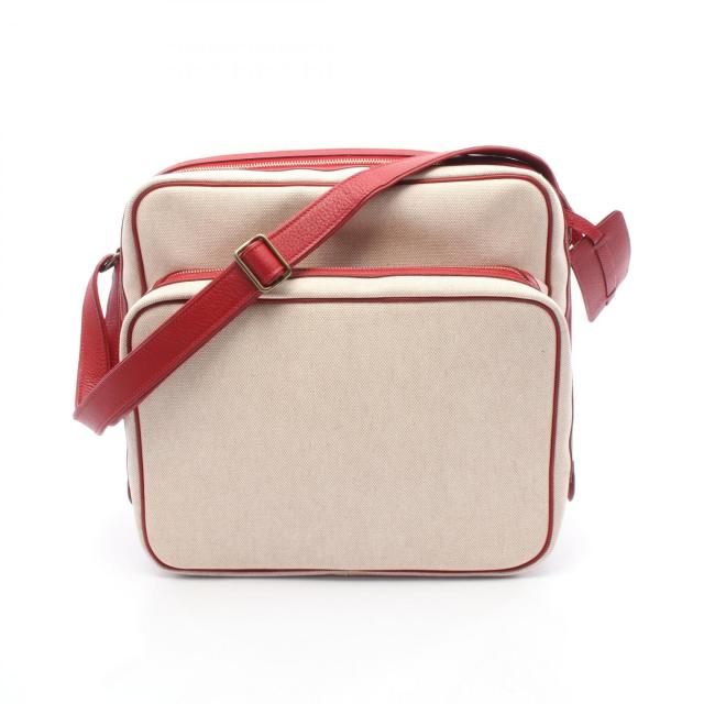 エルメス HERMES ヴィクトリア ショルダーバッグ バッグ レザー トワルアッシュ / トリヨンクレマンス トワルアッシュ レディース アイボリー系 / レッド系 【中古】