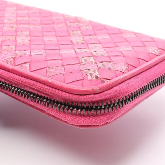 ボッテガヴェネタ 長財布 イントレチャート ラウンドファスナー ピンク