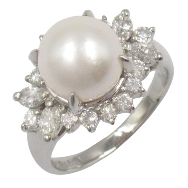 Pt850プラチナパールダイヤモンドリング 真珠 9.5号 リング・指輪 9.5