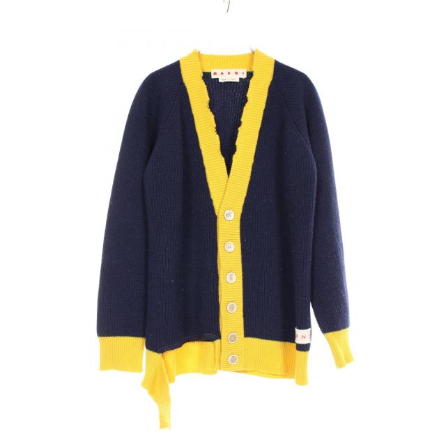 マルニ MARNI カーディガン 衣料品 トップス ウール コットン レディース ネイビー系 / イエロー系 【中古】