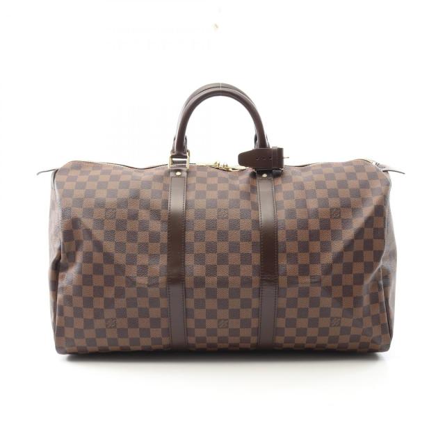 ルイ・ヴィトン LOUIS VUITTON キーポル50 ダミエエベヌ ボストンバッグ バッグ PVCコーティングキャンバス レザー メンズ レディース ブラウン系 N41427 【中古】