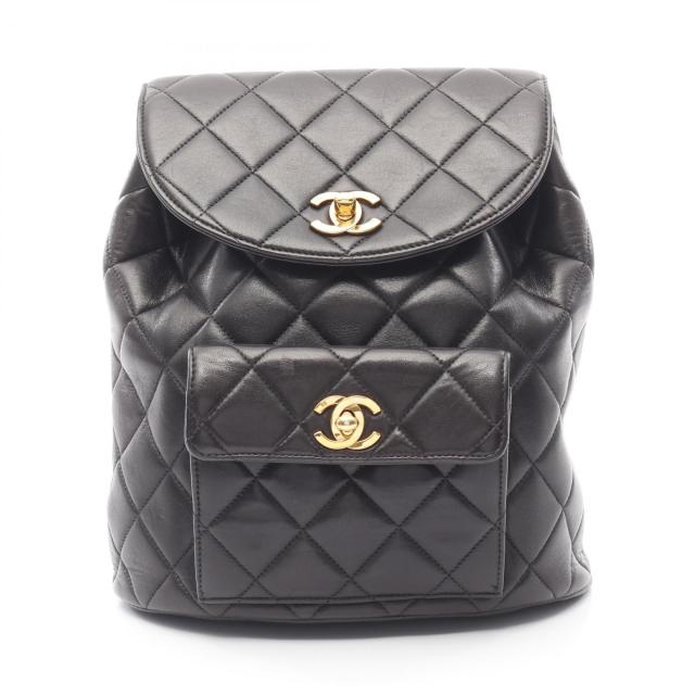 シャネル CHANEL マトラッセ リュックサック バックパック バッグ ラムスキン（羊革） レディース ブラック系 【中古】