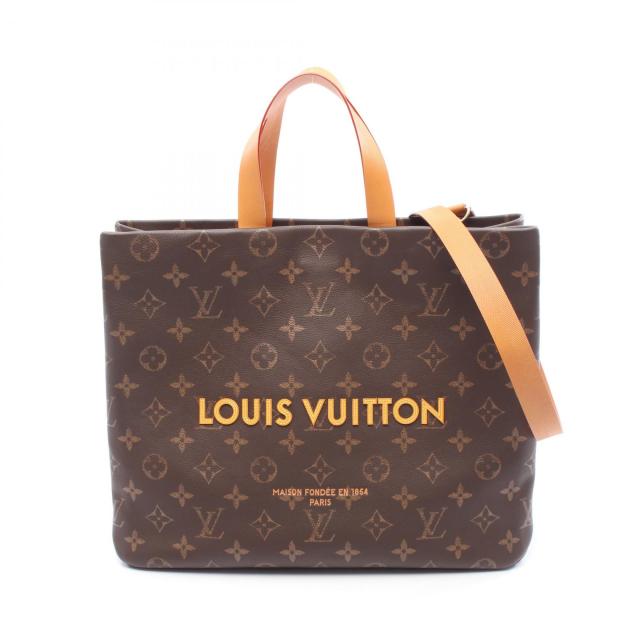 ルイ・ヴィトン LOUIS VUITTON ショッパートートMM トートバッグ バッグ レザー モノグラム メンズ ブラウン系 M13928 【中古】