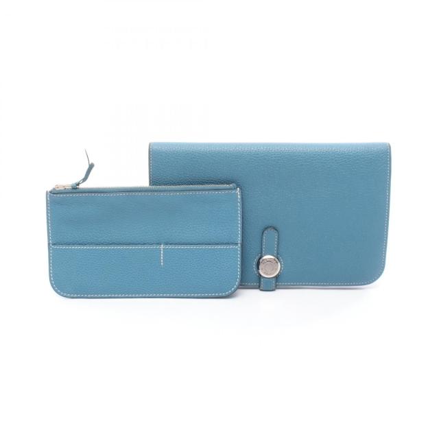 エルメス ドゴンGM デュオ ブルー 長財布 トリヨンクレマンス HERMES エルメス HERMES ドゴンGM 二つ折り長財布 財布 レザー トリヨン