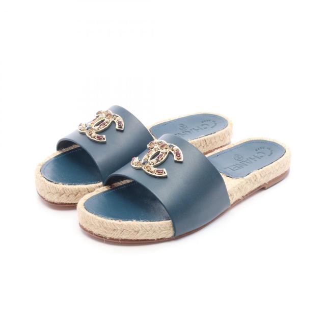 シャネル CHANEL ココマーク エスパドリーユ サンダル 靴 レザー