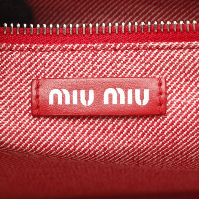 MIU MIU ピンク トートバッグ レッド キャンバス 5BA219 ミュウ ミュウ Miu Miu DENIM LOGO トートバッグ バッグ キャンバス