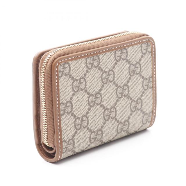 グッチ GUCCI GGエンブレム ジップ ミニ ウォレット 二つ折り財布 財布 レザー PVC レディース ベージュ系 / ブラウン系 819131FAD6L9758 【新品】