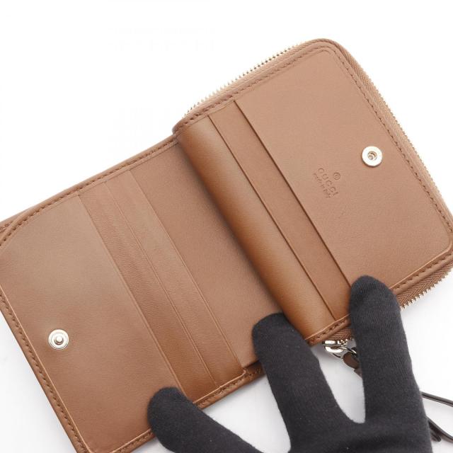 グッチ GUCCI GGエンブレム ジップ ミニ ウォレット 二つ折り財布 財布 レザー PVC レディース ベージュ系 / ブラウン系 819131FAD6L9758 【新品】