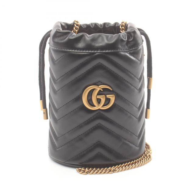グッチ GUCCI GGマーモント ミニ バケット バッグ ショルダーバッグ バッグ レザー レディース ブラック系 575163DTDRT1000 【新品】