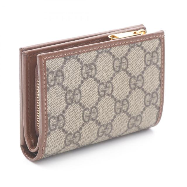 超美品 グッチ GGスプリーム ホースビット1955 3つ折りコンパクト財布 白 グッチ GGスプリーム ホースビット1955 3つ折りコンパクト財布 白