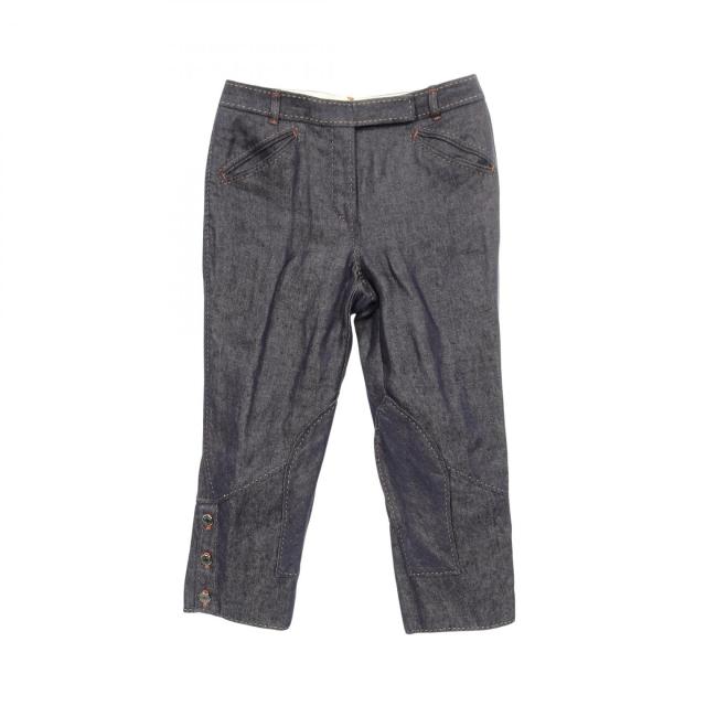 エルメス HERMES CIRQUE MOLIER セリエボタン デニムパンツ 衣料品 ボトムス ファブリック シルク シルク レディース ネイビー系 - 【中古】