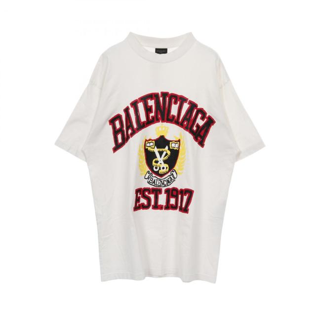 バレンシアガ BALENCIAGA カレッジロゴ カットソー 衣料品 トップス コットン メンズ レディース ホワイト系 739784 【中古】