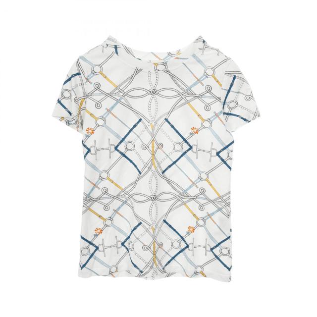 エルメス HERMES parcours sans faute カットソー 衣料品 トップス コットン レディース ホワイト系 / マルチカラー 【中古】