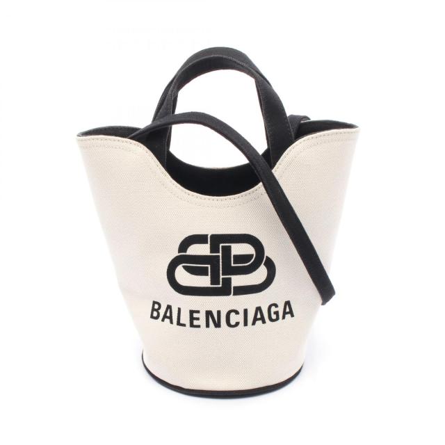 バレンシアガ BALENCIAGA Wave XS ハンドバッグ バッグ キャンバス レディース ホワイト系 / ブラック系 619979 【中古】