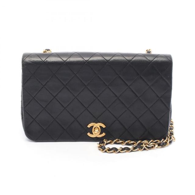 シャネル CHANEL マトラッセ フルフラップ ショルダーバッグ バッグ ラムスキン（羊革） レディース ブラック系 A02500 【中古】