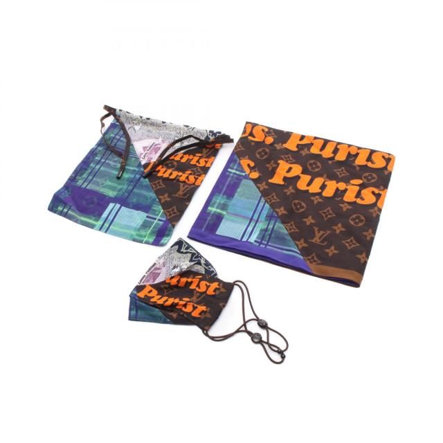ルイ・ヴィトン LOUIS VUITTON マスク ポーチ バンダナ カレコラージュ アクセサリー シルク コットン メンズ マルチカラー MP3127 【中古】