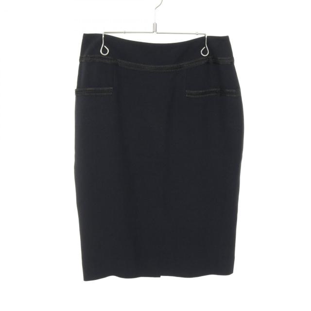 シャネル CHANEL カメリアボタン スカート 衣料品 ボトムス レーヨン アセテート レディース ネイビー系 P18923V10849 【中古】