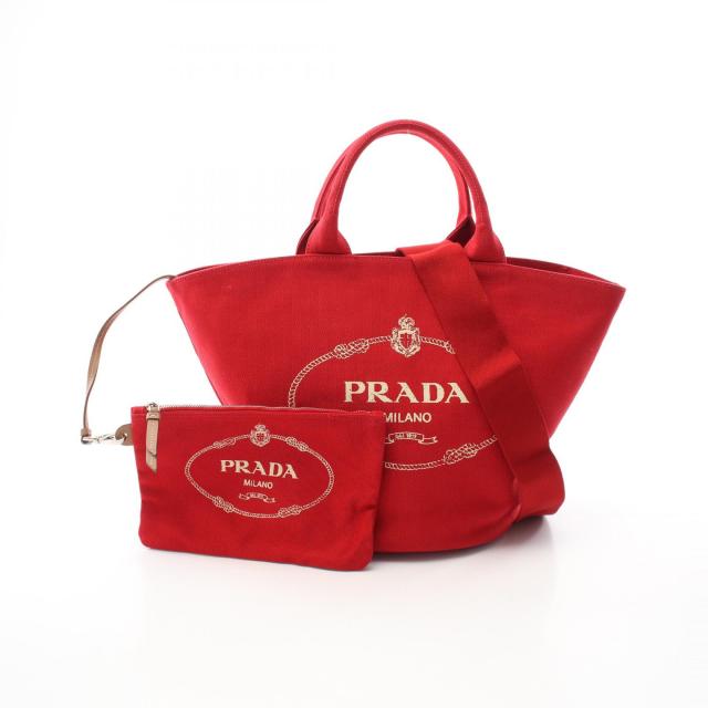 PRADA レッド トートバッグ キャンバス プラダ PRADA バッグ CANAPA