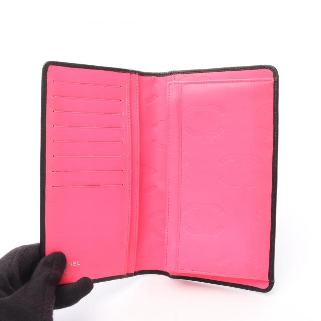 シャネル CHANEL カンボンライン 二つ折り長財布 財布 レザー パテント  
