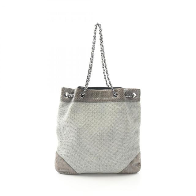 シャネル CHANEL ショルダーバッグ バッグ キャンバス エキゾチックレザー レディース ブルー系 【中古】