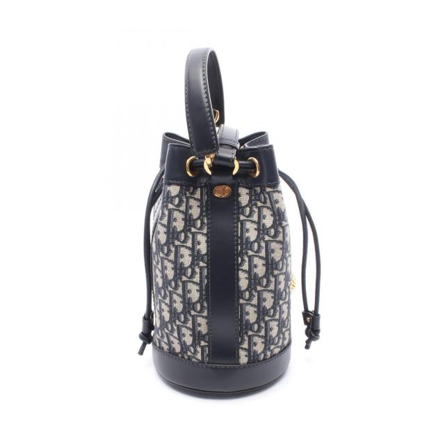 ディオール Dior オブリーク リュックサック バックパック バッグ キャンバス レザー レディース ネイビー系 / グレー系 【中古】