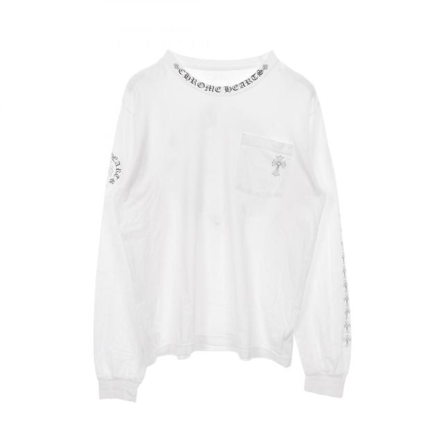 クロムハーツ CHROME HEARTS ネックロゴ CHクロス カットソー 衣料品 トップス コットン メンズ ホワイト系 【中古】