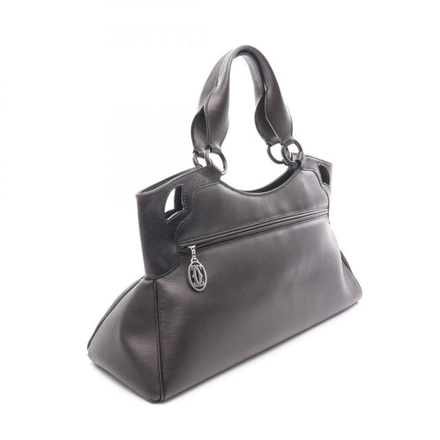 高級＊カルティエ マルチェロ ハンドバッグ レザー トートバック ブラック 本物 カルティエ Cartier マルチェロ トートバッグ ハンドバッグ