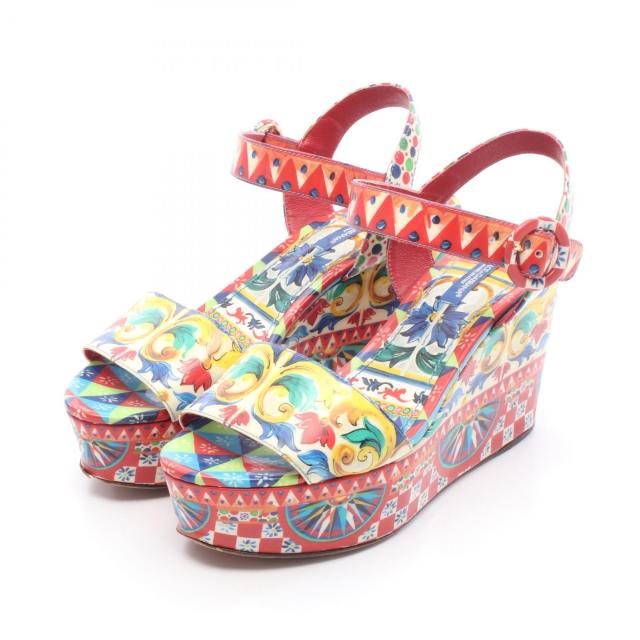 ドルチェアンドガッバーナ DOLCE & GABBANA サンダル 靴 パテントレザー レディース レッド系 / マルチカラー 【中古】