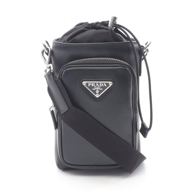 プラダ PRADA Re-Nylon スマートフォンケース ショルダーバッグ バッグ レザー メンズ レディース ブラック系 2ZH155 【中古】