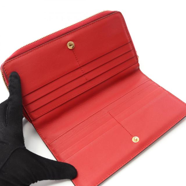 グッチ GUCCI バンブー ラウンド長財布 財布 レザー レディース レッド