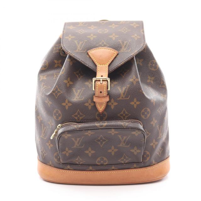 ルイ・ヴィトン LOUIS VUITTON モンスリMM モノグラム リュックサック バックパック バッグ PVCコーティングキャンバス レザー レディース ブラウン系 M51136 【中古】