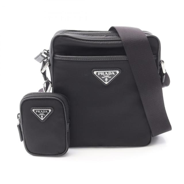 プラダ PRADA TESSUTO+SAFFIANO ショルダーバッグ バッグ ナイロン サフィアーノレザー メンズ レディース ブラック系 2VH1122DMHF0002 【新品】