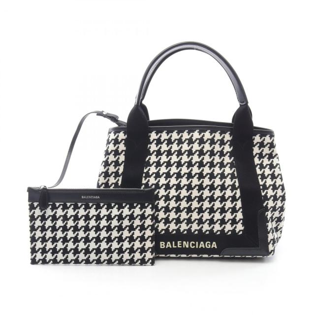 BALENCIAGA バレンシアガ ネイビーカバ S ロゴ トートバッグ ハンドバッグ キャンバス レザー ナチュラル 黒 TIME SALEｸｰﾎﾟﾝ5%OFFバレンシアガ／BALENCIAGA