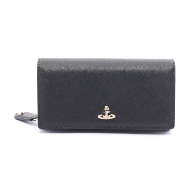 ヴィヴィアンウエストウッド Vivienne Westwood CLASSIC LOGO WALLET オーブ 二つ折り長財布 財布 サフィアーノレザー レディース ブラック系 51060025L0040N401 【新品】